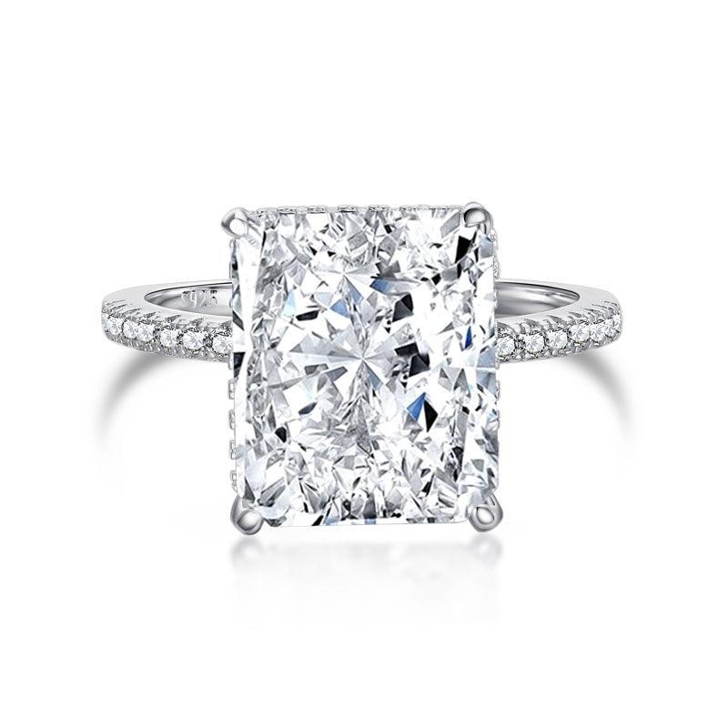 Classic Big Radiant Cut Engagement Ring In Sterling Silver - Camillaboutiqueshop