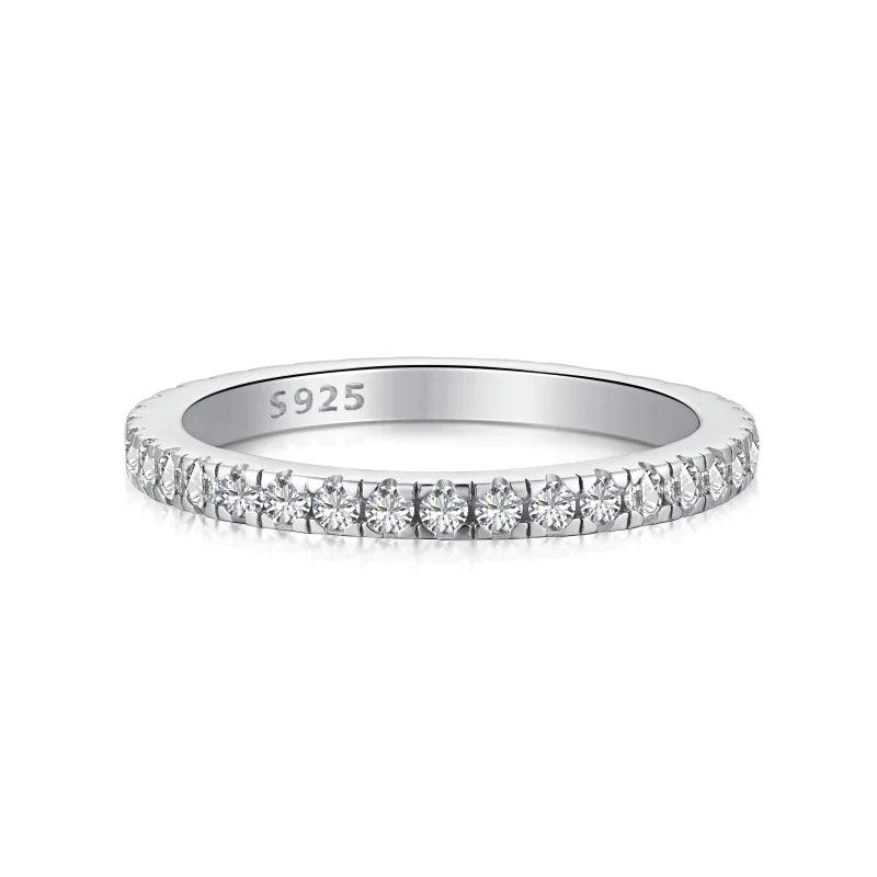 Classic Pave Set Full CZ Eternity Band Ring In Sterling Silver - Camillaboutiqueshop