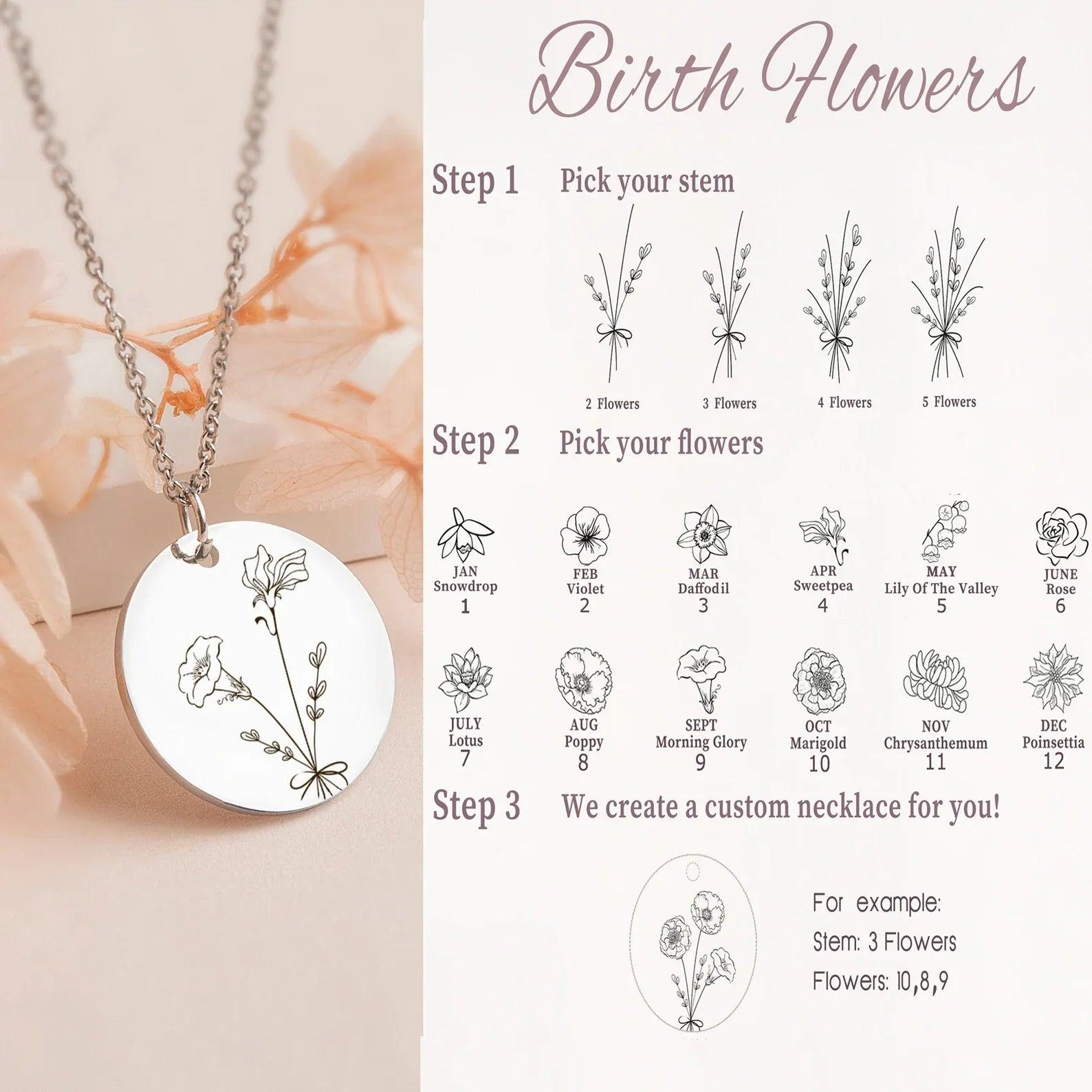 Combined Birth Flower Necklace - Camillaboutiqueshop