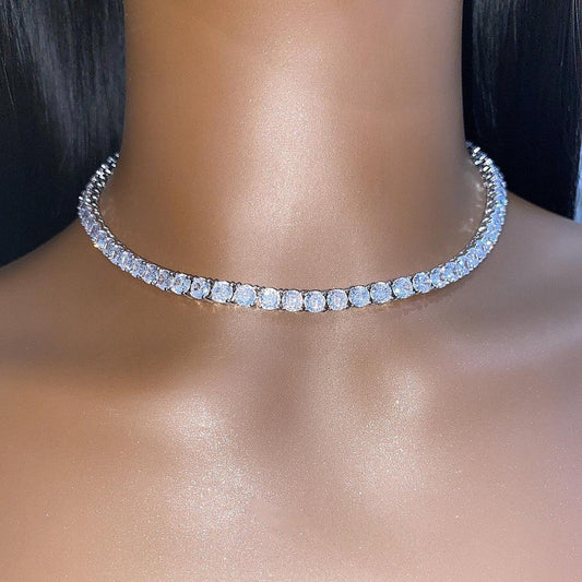 Cubic Zirconia Tennis Chain Necklace-5mm - Camillaboutiqueshop