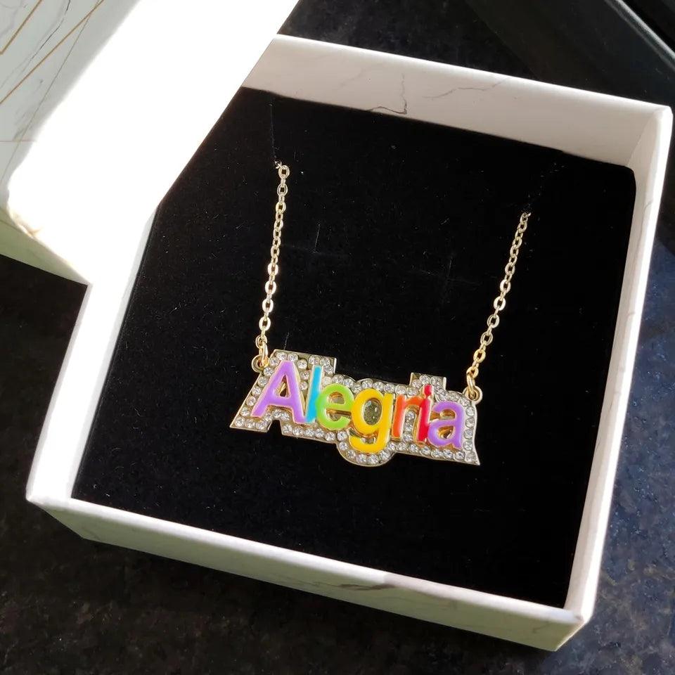 Custom Enamel Name Necklace - Camillaboutiqueshop