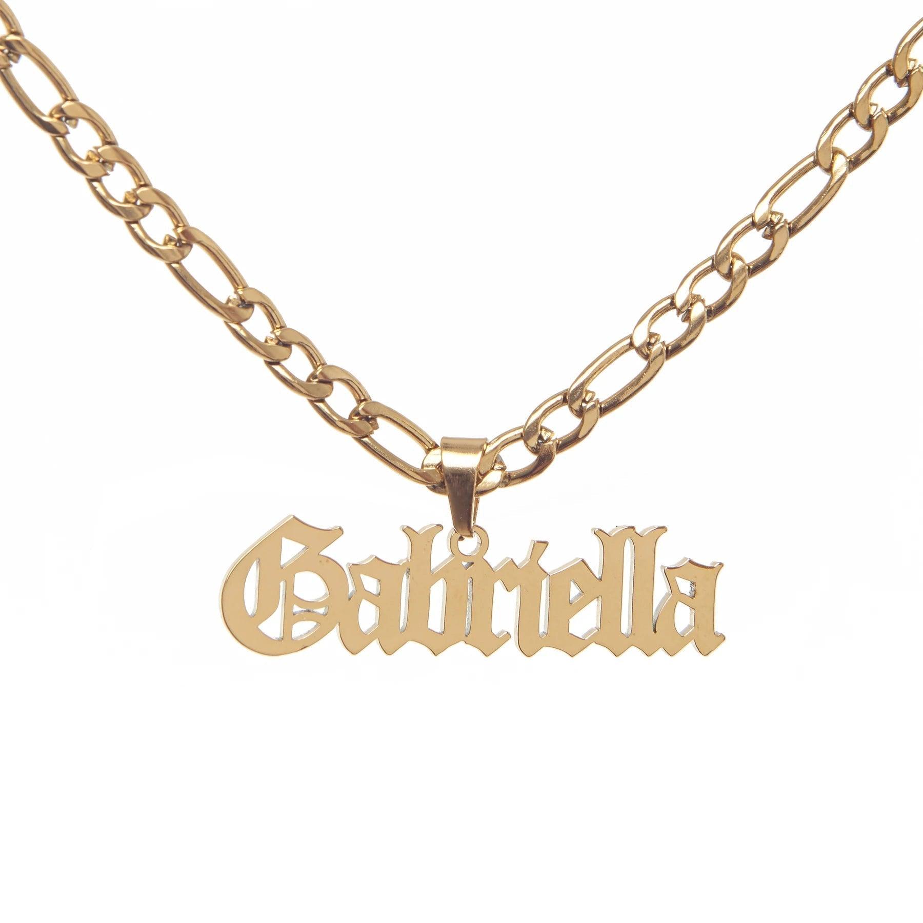 Custom Hanging Name Necklace | Figaro Chain - Camillaboutiqueshop