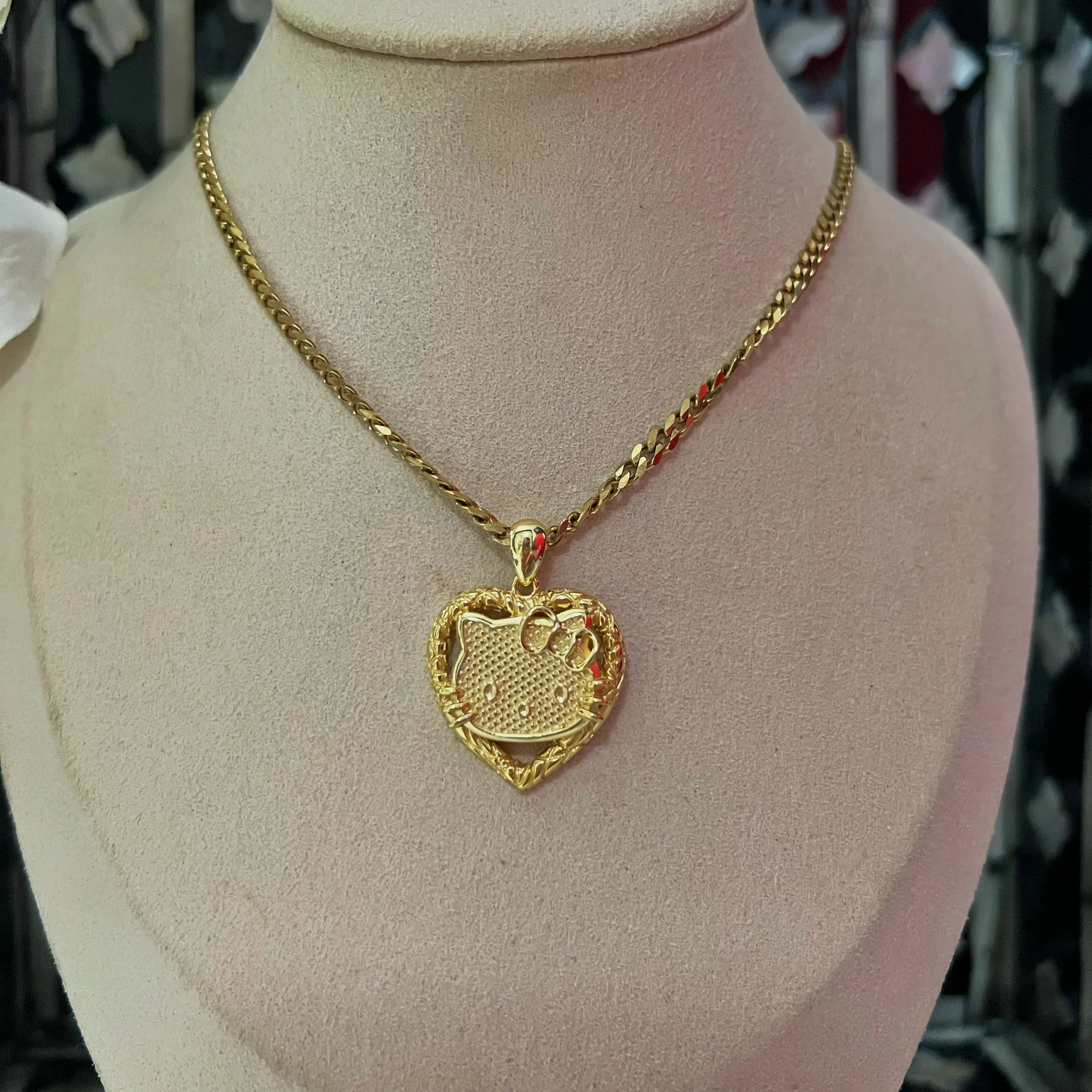 Custom Hello Kitty Heart Nugget Pedant Necklace - Camillaboutiqueshop