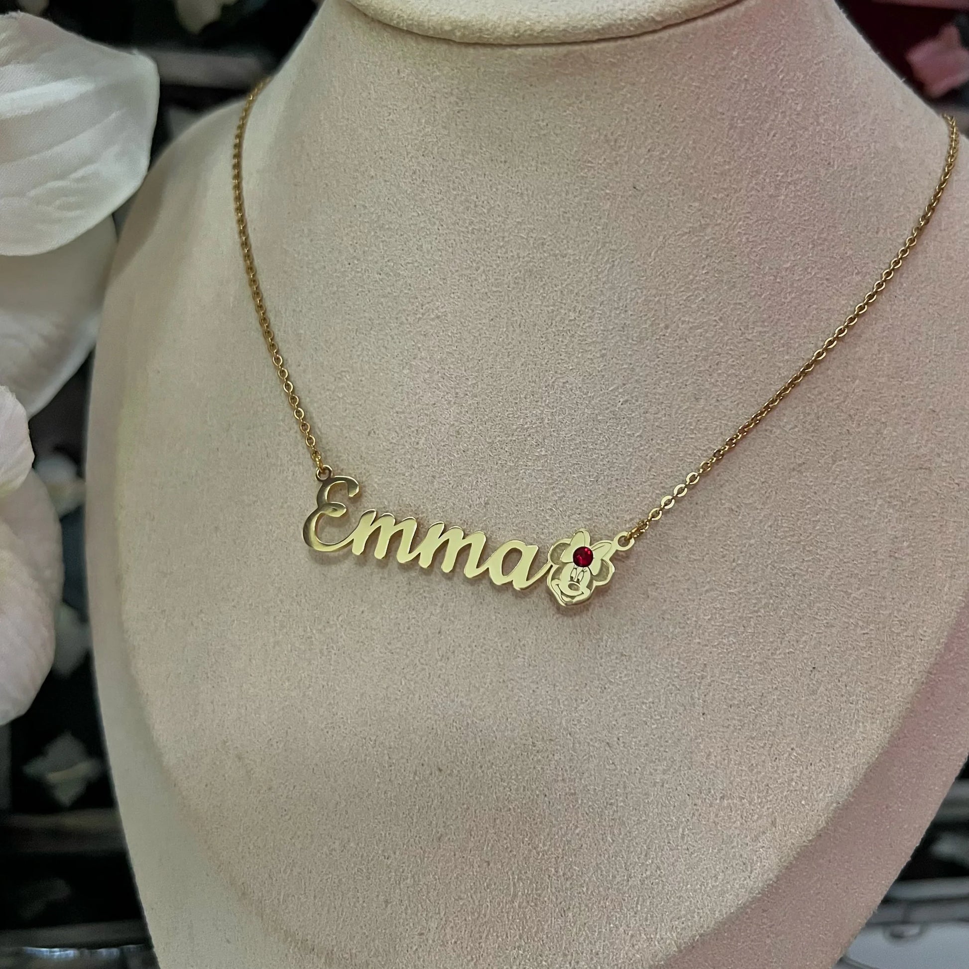 Custom Minnie Mouse Name Necklace With Birthstone - Camillaboutiqueshop