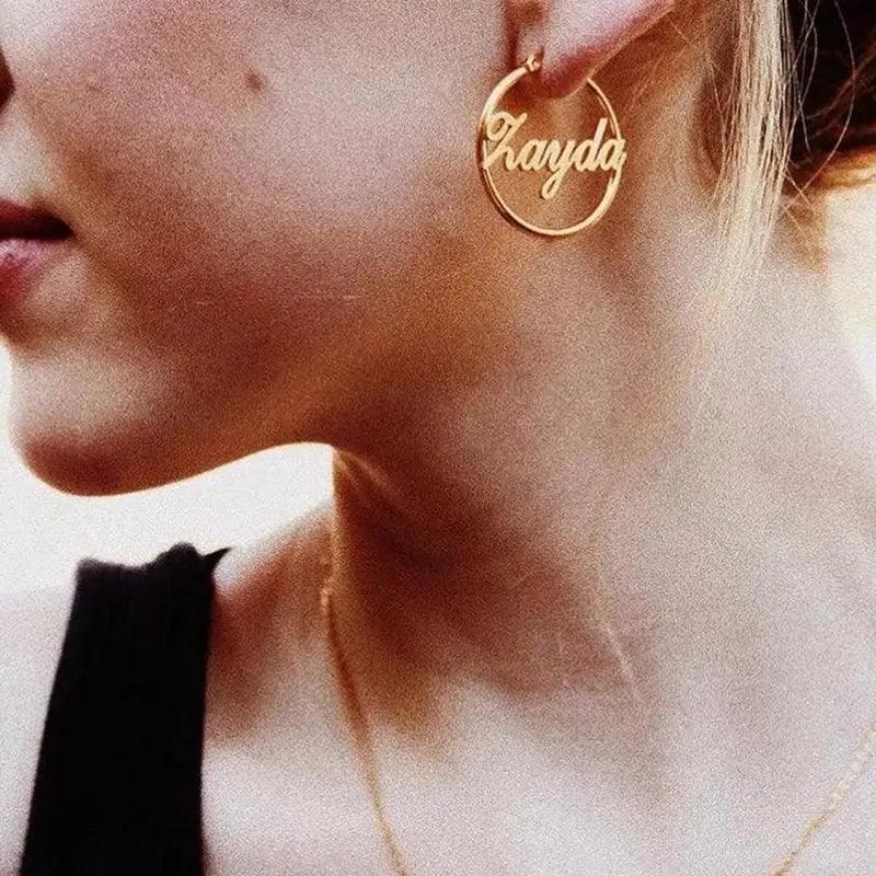 Custom Name Hoop Earrings - camillaboutiqueshop