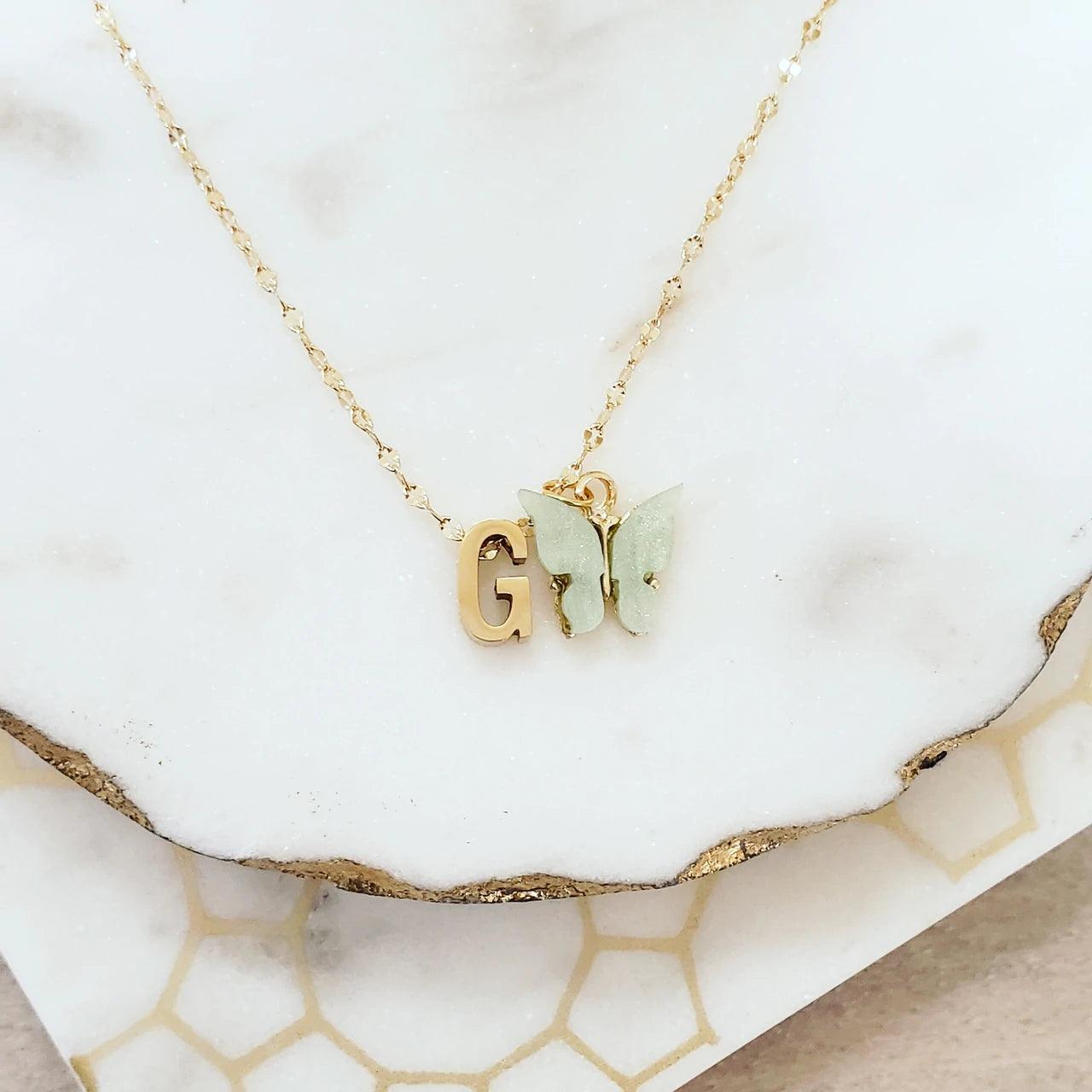 Dainty Butterfly Initial Necklace - Camillaboutiqueshop