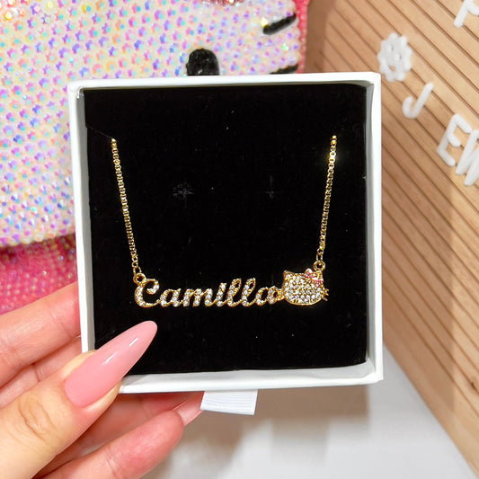 Diamond Kitty Name Necklace - Camillaboutiqueshop