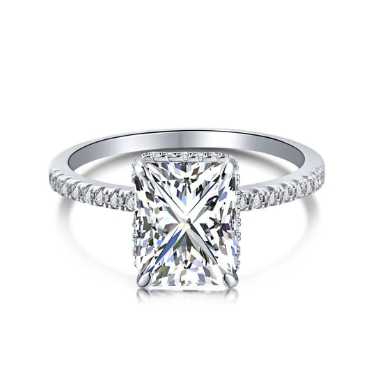 Elegant Radiant Cut Engagement Ring For Women In Sterling Silver - Camillaboutiqueshop