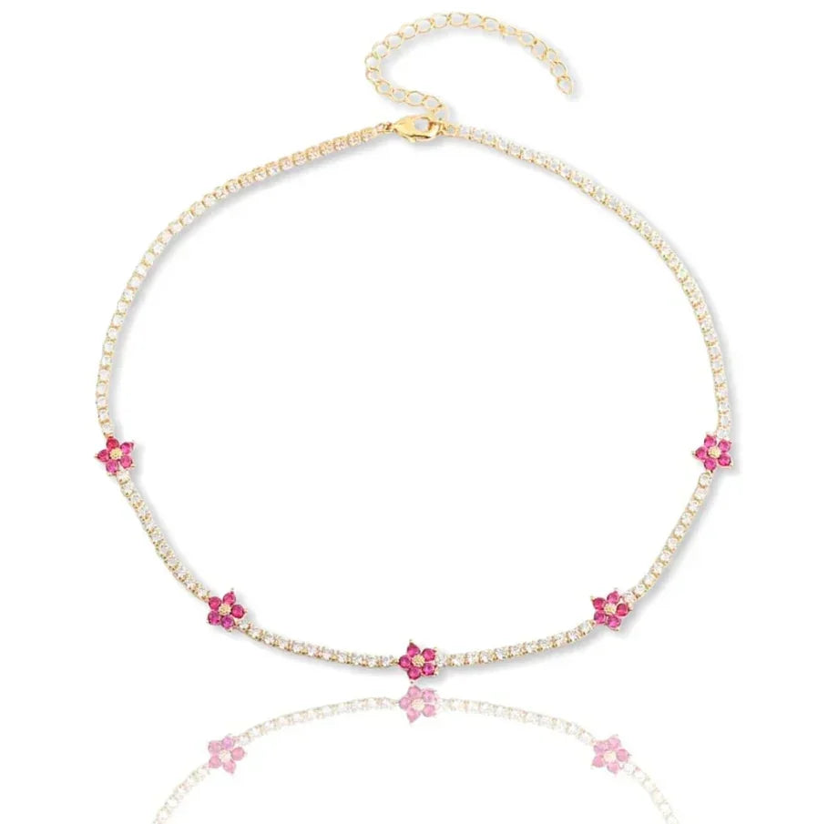 Flower Tennis Necklace - camillaboutiqueshop