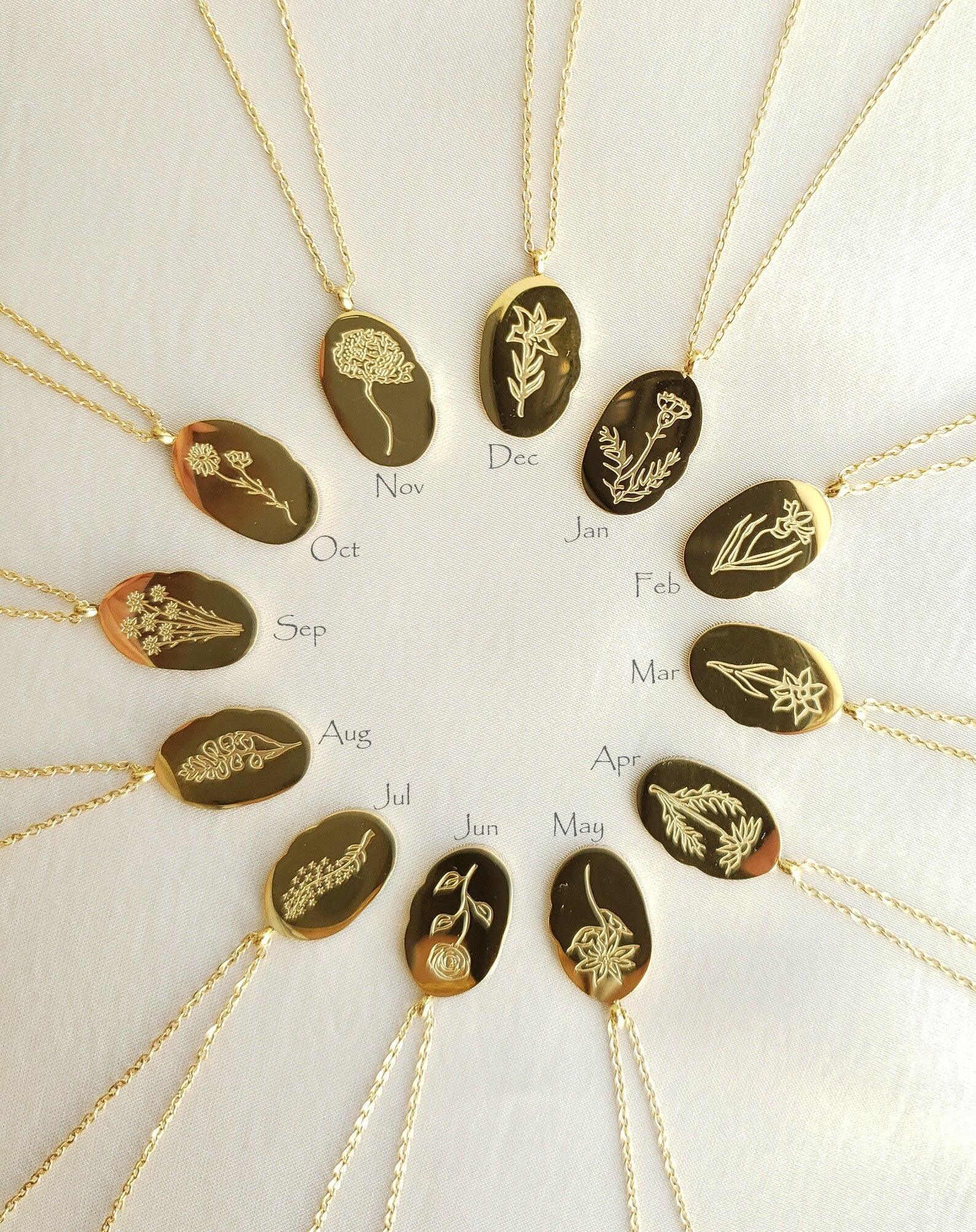 Gold Birth Flower Necklace - Camillaboutiqueshop