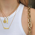 Gold Block Letter Necklace - Camillaboutiqueshop