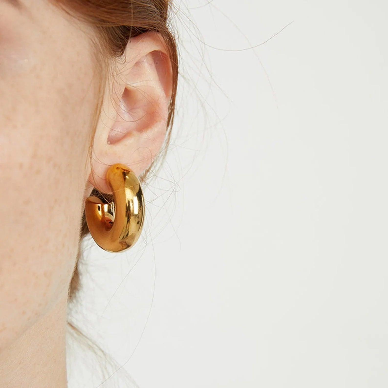 Gold Chunky Thick Hoop Earrings - Camillaboutiqueshop