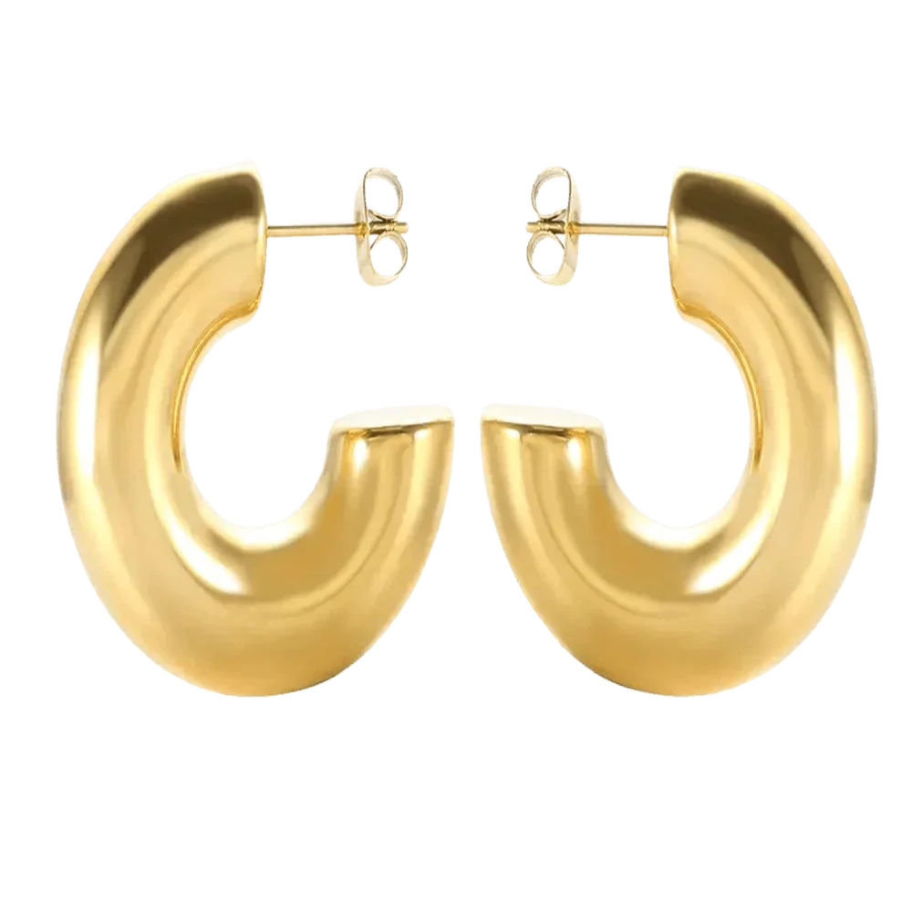 Gold Chunky Thick Hoop Earrings - Camillaboutiqueshop