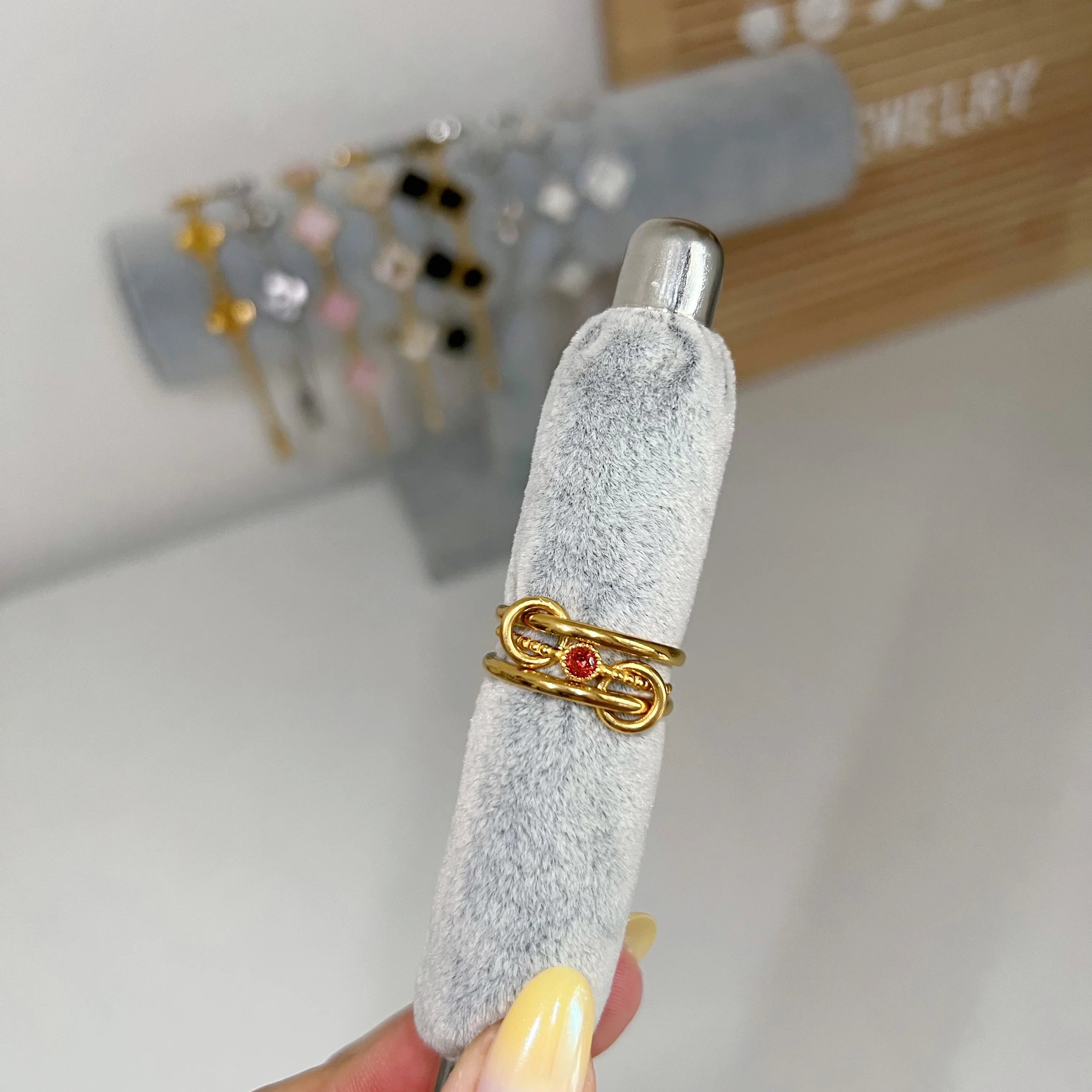 Gold solitaire stacking birthstone ring - camillaboutiqueshop