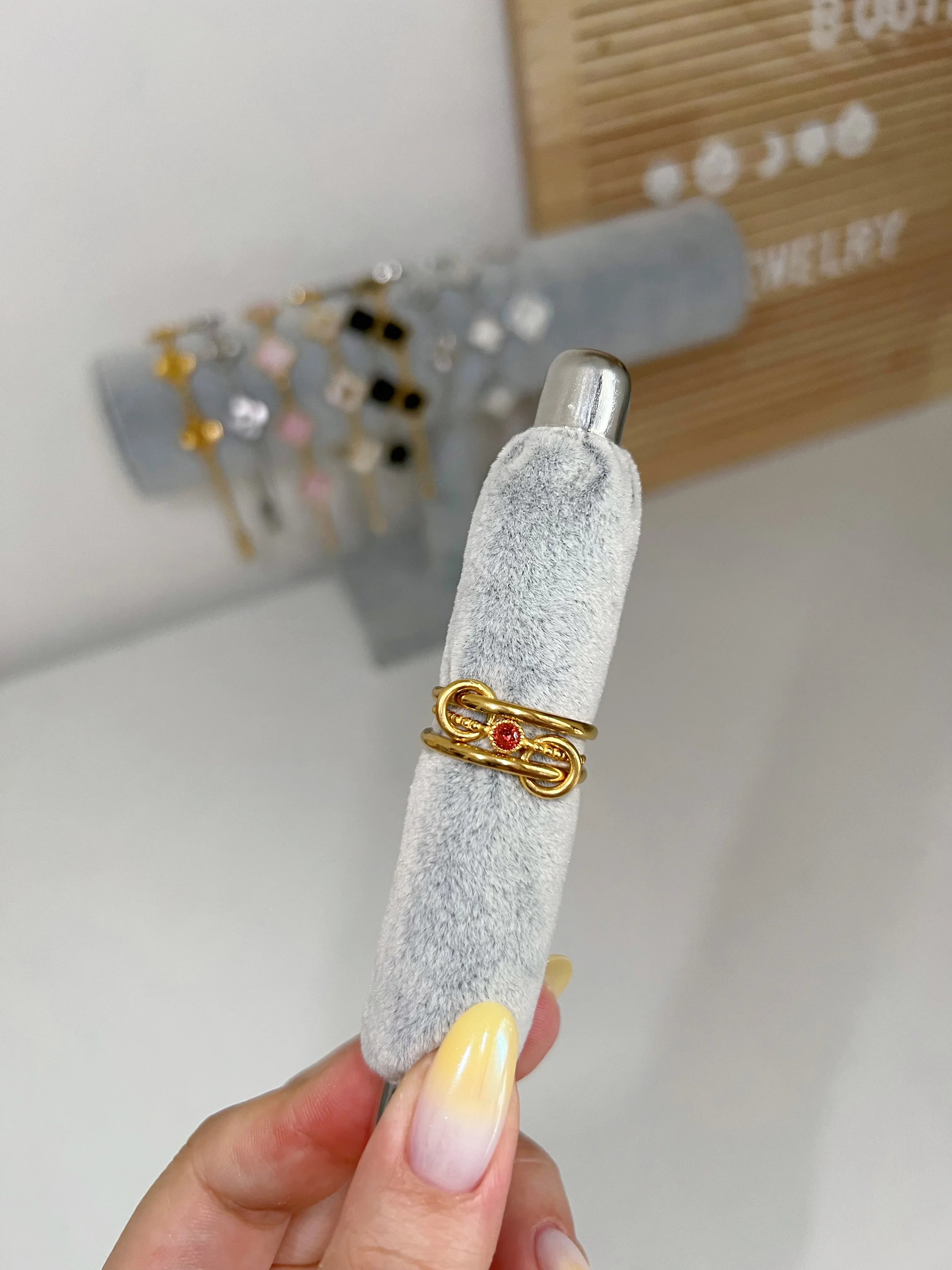 Gold solitaire stacking birthstone ring - camillaboutiqueshop