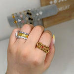 Gold solitaire stacking birthstone ring - camillaboutiqueshop