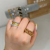 Gold solitaire stacking birthstone ring - camillaboutiqueshop