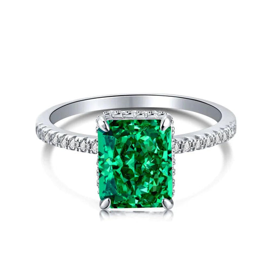 Gorgeous Paraiba Tourmaline Radiant Cut Engagement Ring In Sterling Silver - Camillaboutiqueco