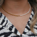 Half Pearl Half Bead Chain Necklace - Camillaboutiqueco