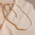 Half Pearl Half Bead Chain Necklace - Camillaboutiqueco