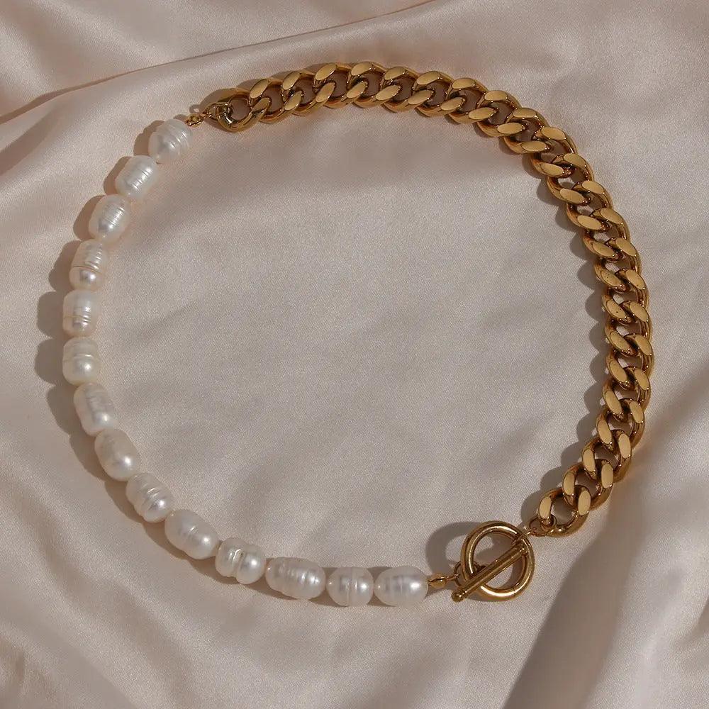 Half Pearl Half Chain - Camillaboutiqueco