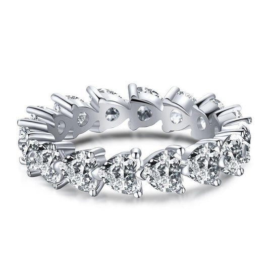 Heart CZ Eternity Band Ring | Sterling Silver - Camillaboutiqueshop