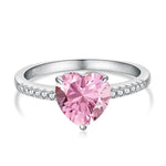 Heart-Shaped Pink & White Cubic Zirconia Sterling Silver Ring - camillaboutiqueshop