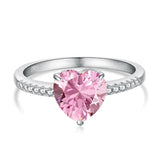 Heart-Shaped Pink & White Cubic Zirconia Sterling Silver Ring - camillaboutiqueshop