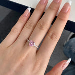 Heart-Shaped Pink & White Cubic Zirconia Sterling Silver Ring - camillaboutiqueshop