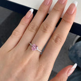 Heart-Shaped Pink & White Cubic Zirconia Sterling Silver Ring - camillaboutiqueshop