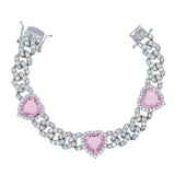 ICY HEART CUBAN CHAIN BRACELET - camillaboutiqueshop