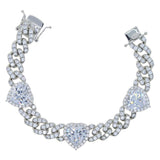 ICY HEART CUBAN CHAIN BRACELET - camillaboutiqueshop