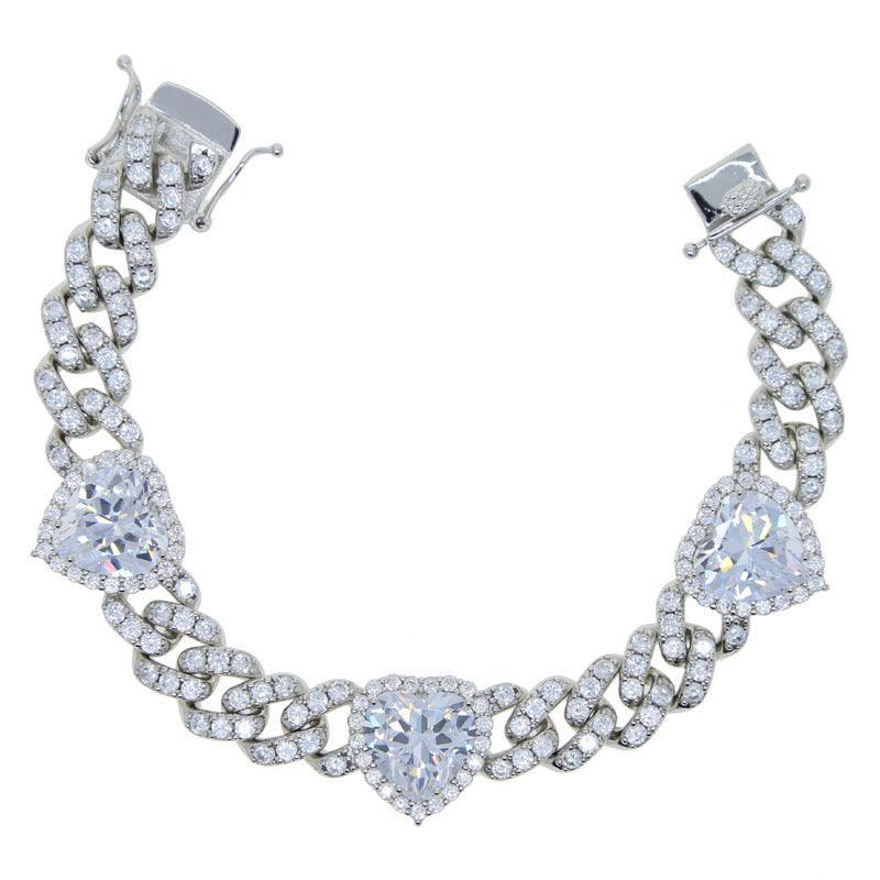 ICY HEART CUBAN CHAIN BRACELET - camillaboutiqueshop