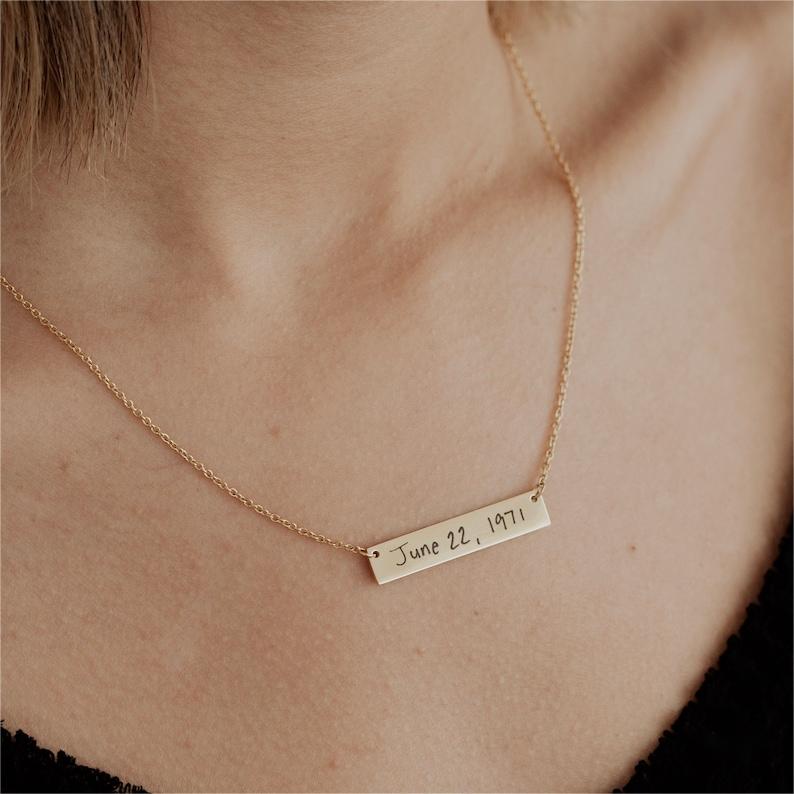 Actual Handwriting Bar Necklace - camillajewelry