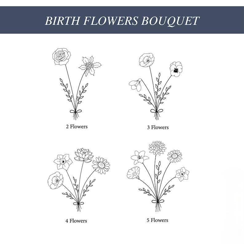 Birth Month Flower Bouquet Charm Necklace With Birthstone - camillaboutiqueshop