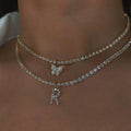 Initial Necklace With Tennis Chain - Camillaboutiqueshop