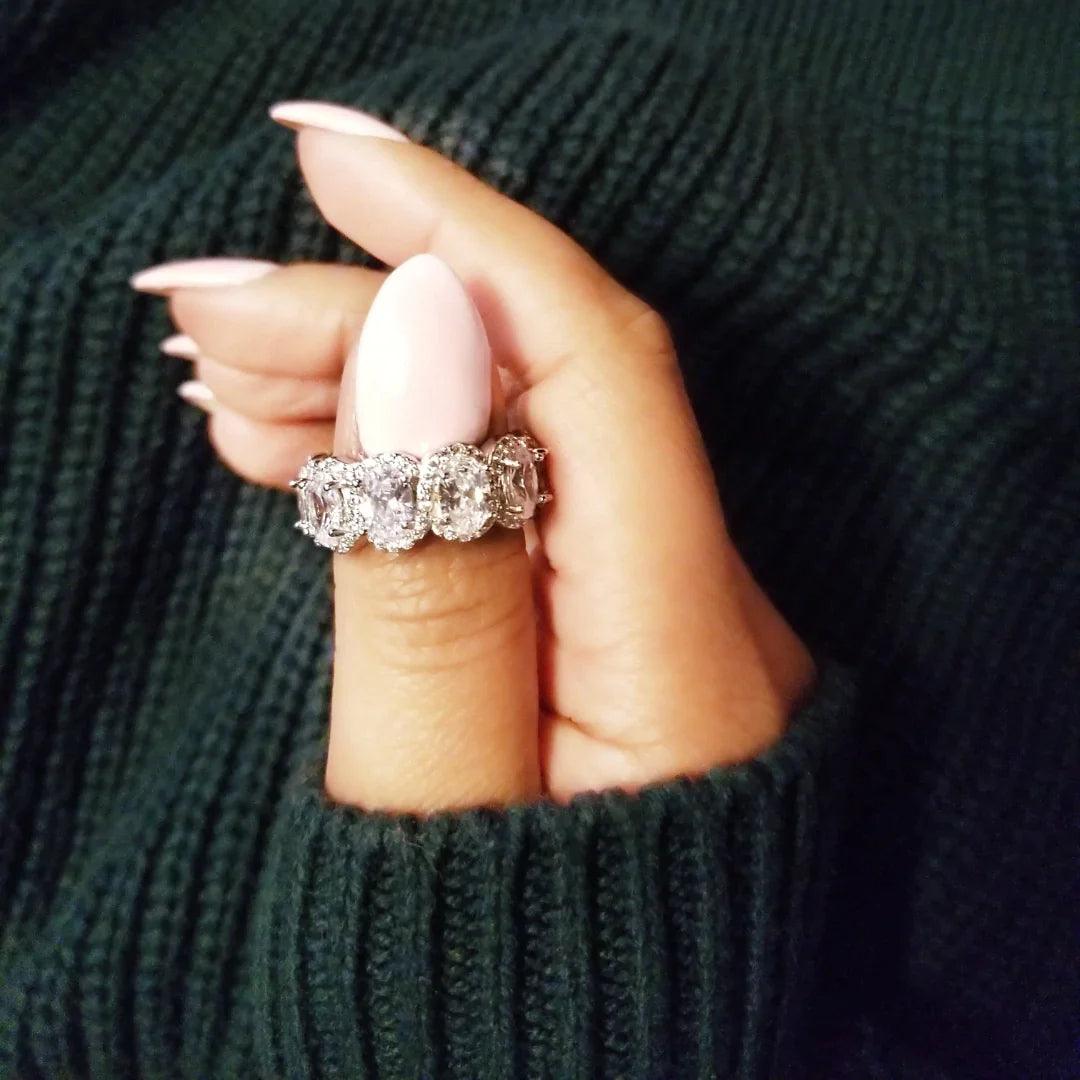 Large Oval Eternity Band Ring In Sterling Silver - Camillaboutiqueshop