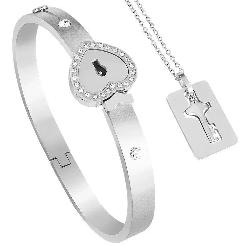 Lock Bracelet and Key Necklace - Camillaboutiqueshop