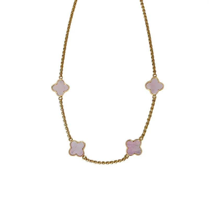 Lucky Pink Mother Of Pearl Clover Necklace - camillaboutiqueshop