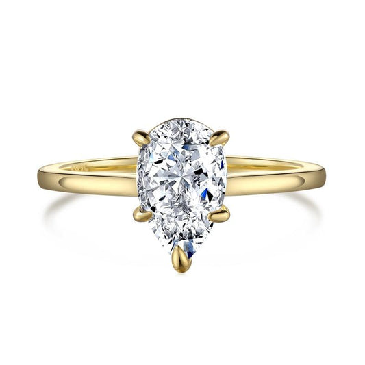 Medium Crushed Ice Pear-Cut Solitaire Ring - Camillaboutiqueshop