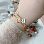 Mother Of Pearl Custom Name Clover Bracelet - camillaboutiqueshop