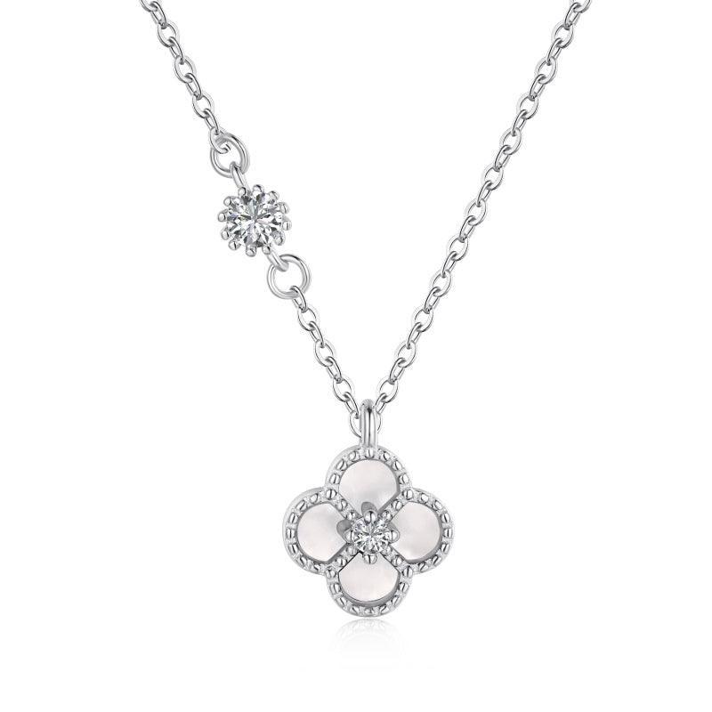 Mother Of Pearl Clover Necklace Sterling Silver - camillaboutiqueshop