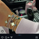 Mother Of Pearl Custom Name Clover Bracelet - camillaboutiqueshop