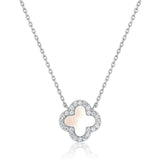 MOTHER OF PEARL DIAMANTE CLOVER NECKLACE - camillaboutiqueshop