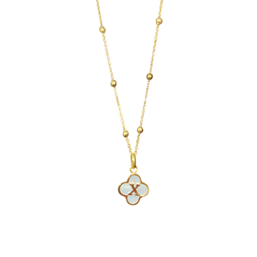 Mother Of Pearl Initial Clover Necklace - Camillaboutiqueshop