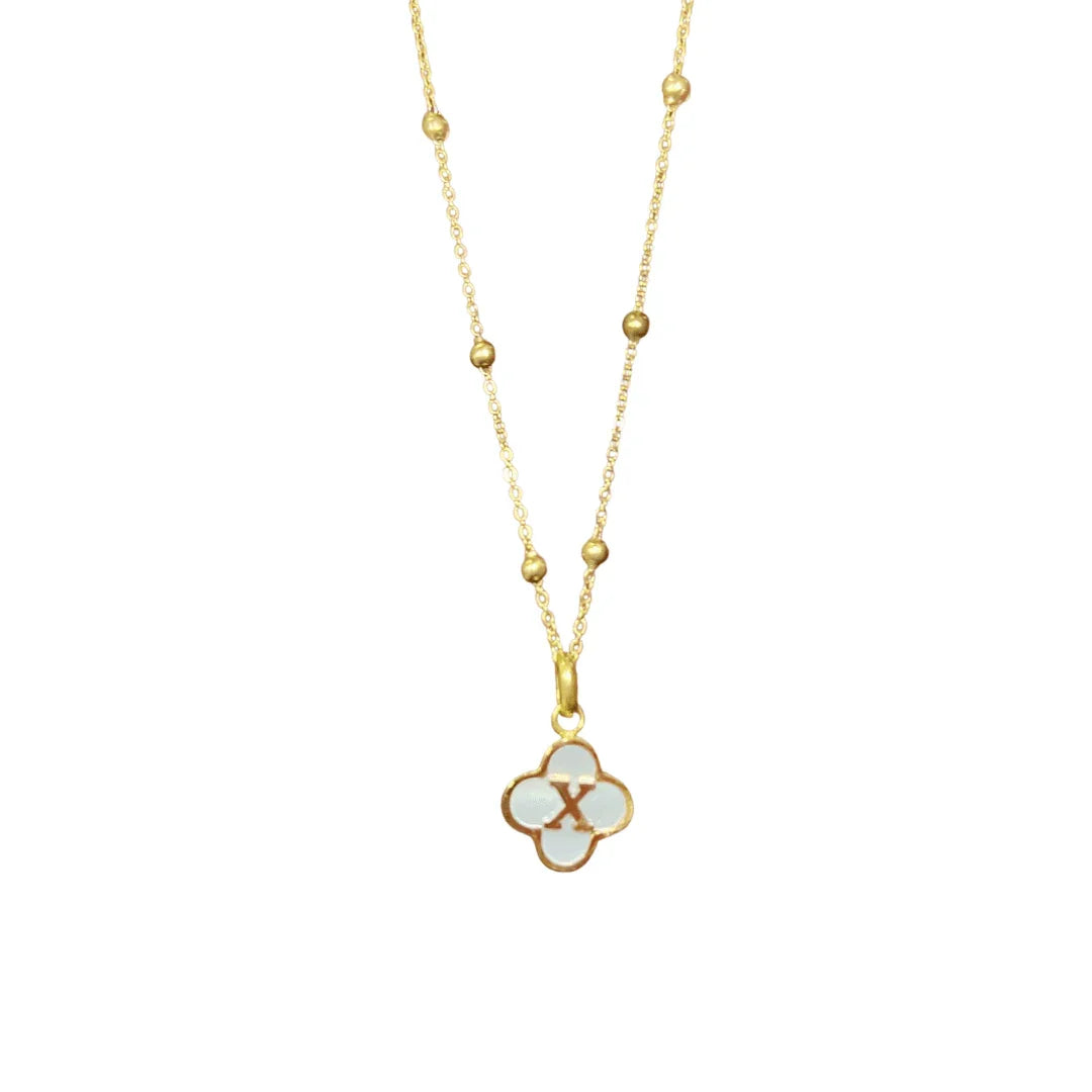 Mother Of Pearl Initial Clover Necklace - camillaboutiqueshop