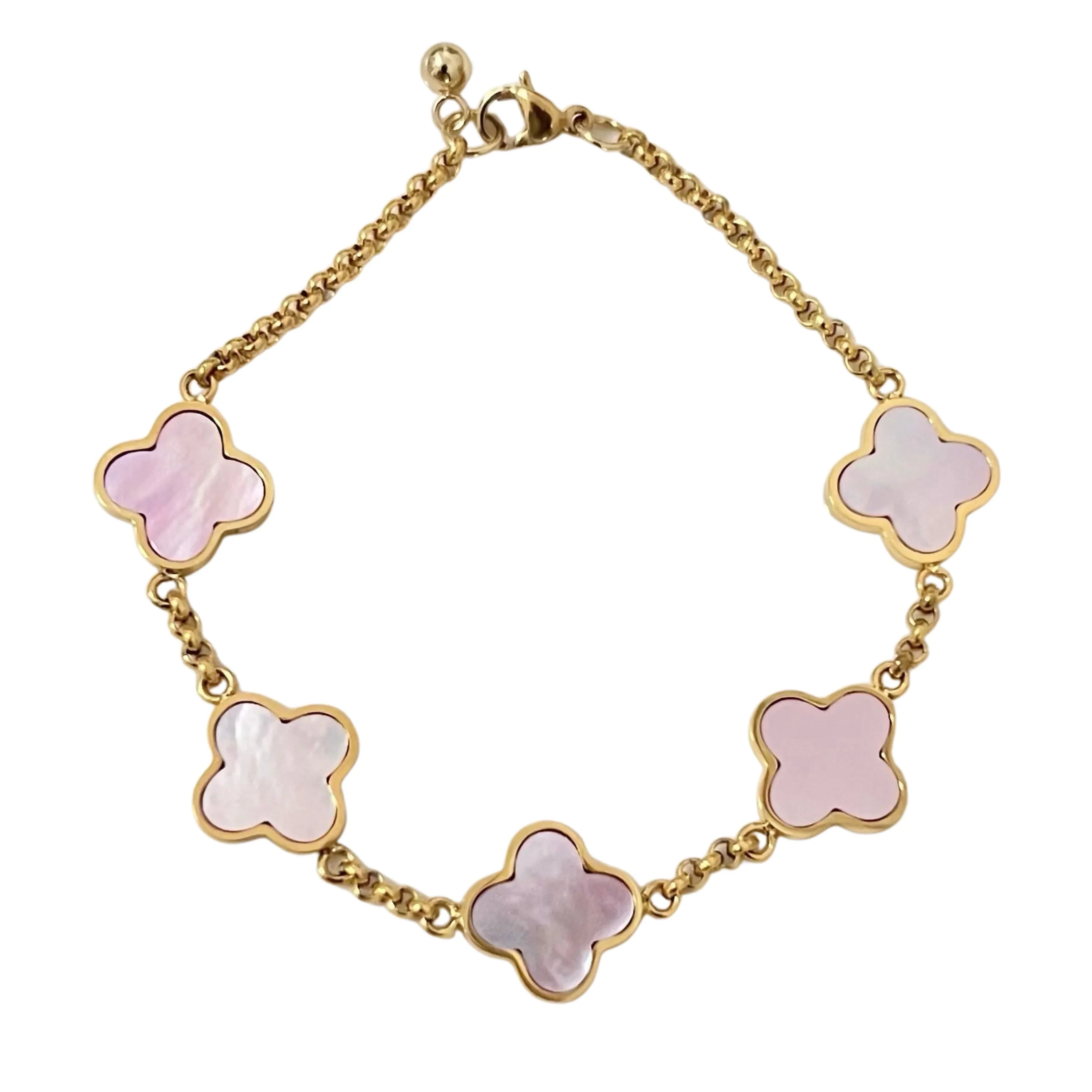 Multi Pink Mother Of Pearl Clover Bracelet - camillaboutiqueshop