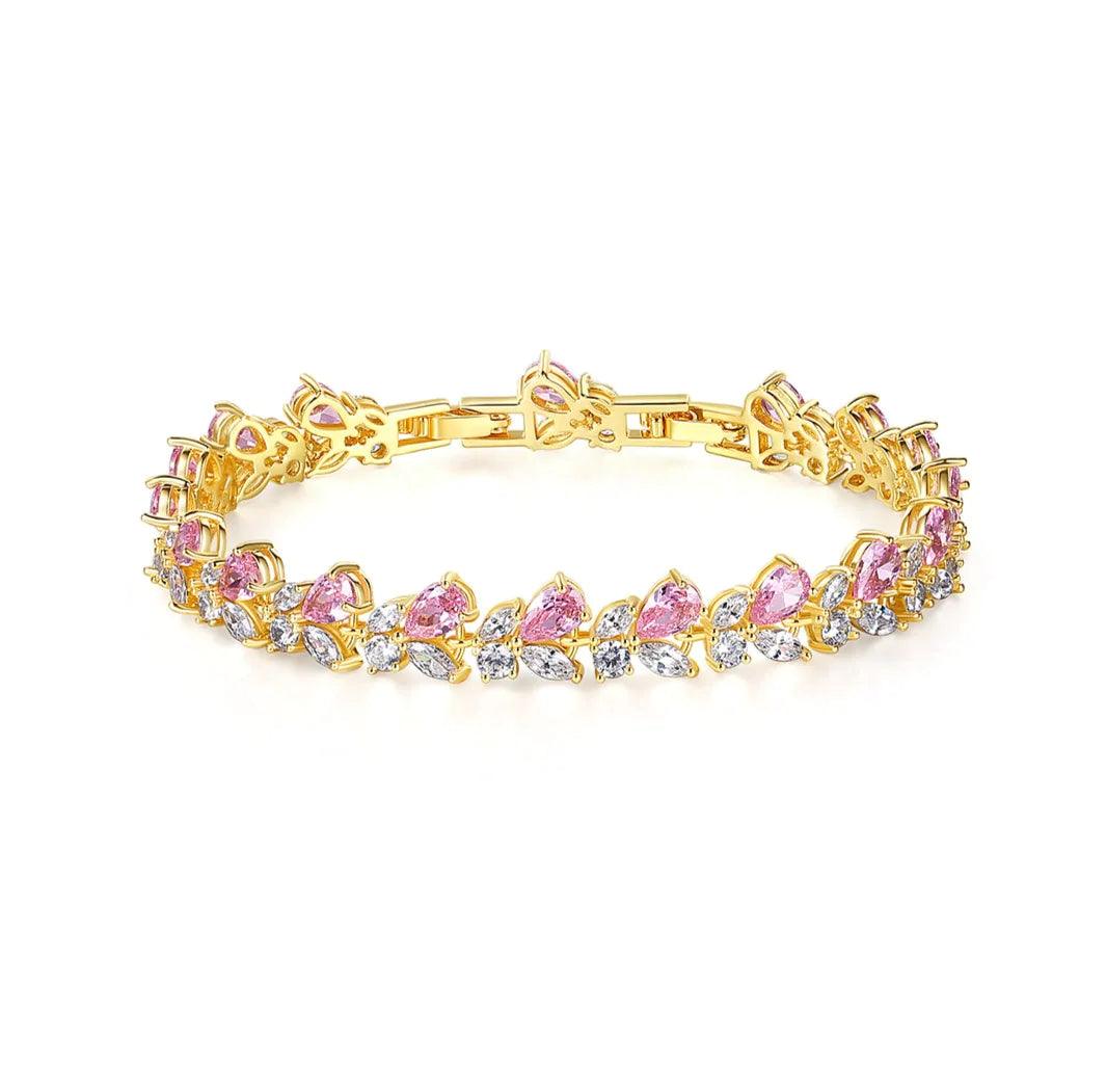 Nadira Pink & White Stones Adjustable Bracelet - Camillaboutiqueshop