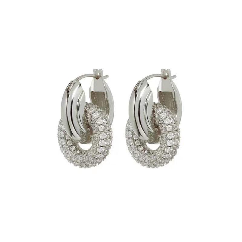 Pave Interlock Hoop Earrings - Camillaboutiqueshop