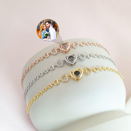 Personalized Heart Photo Projection Bracelet - Sterling Silver - Camillaboutiqueshop